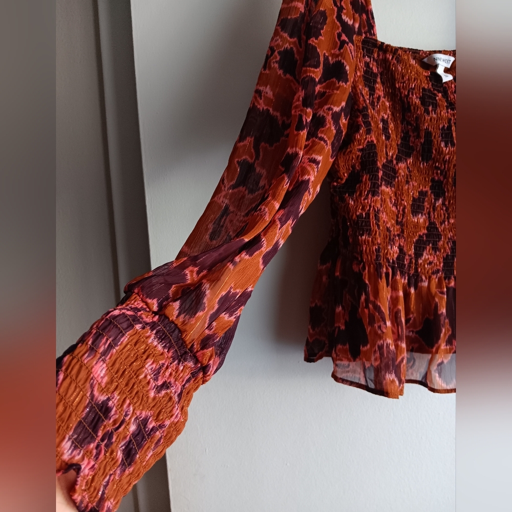 🚨Nine West Rouched Printed Blouse - Picture 3 of 5